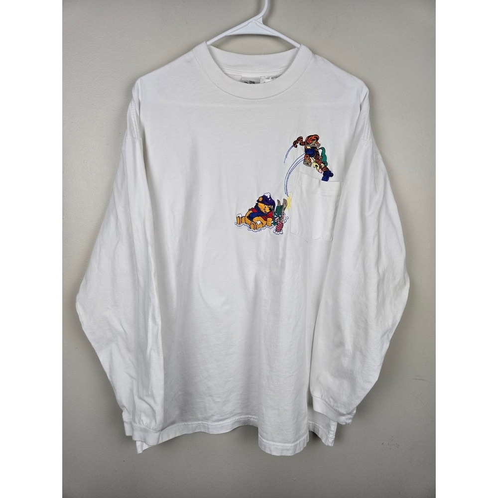 Disney Store Winnie the Pooh Tigger‎ Piglet Long Sleeve T Shirt White X-Large